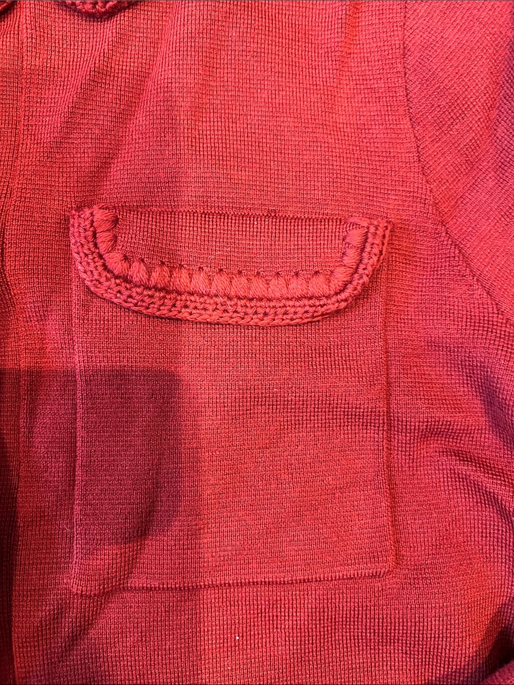 Sezane Deep Red Button-Up Knit Jacket - Picture 3 of 4